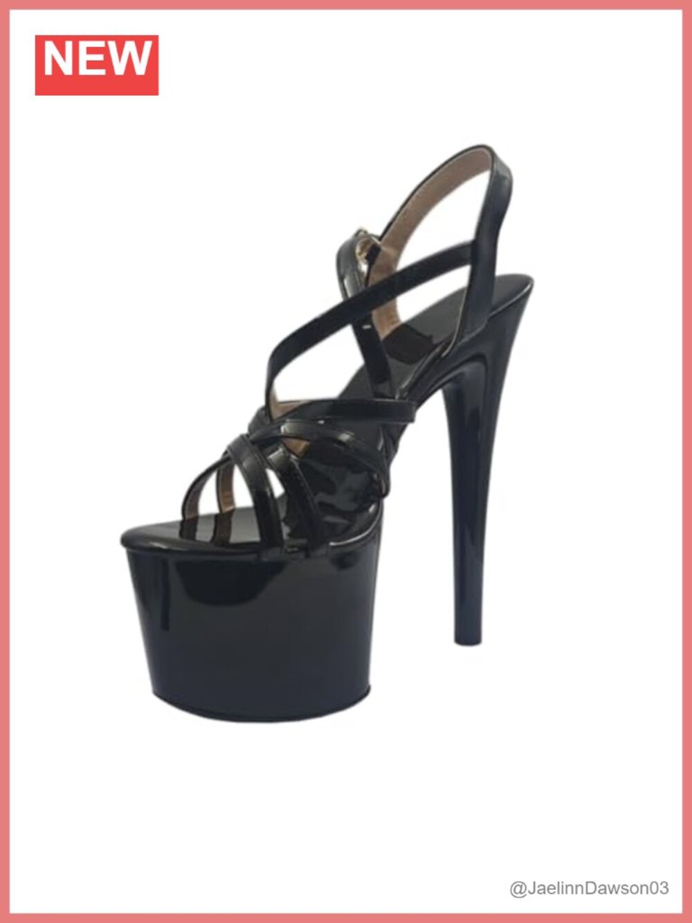 Women's Strappy Platform Heeled Sandals Stiletto 6.7 Inch Faux Leather